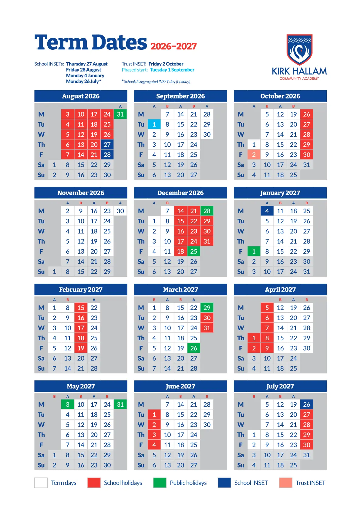 Kirk Hallam Community Academy term dates