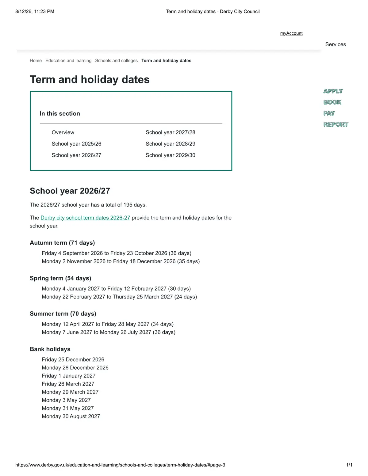 Oakwood Junior School term dates