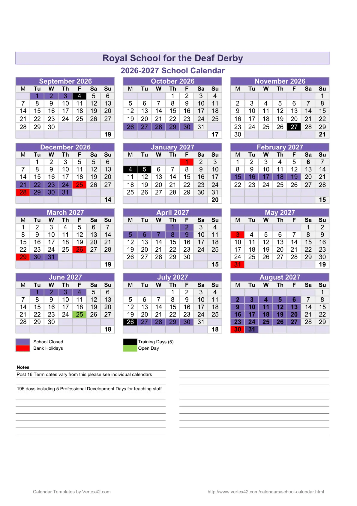 Royal School for the Deaf Derby term dates