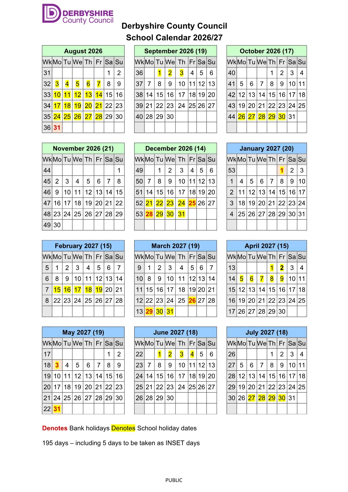Whittington Green School term dates