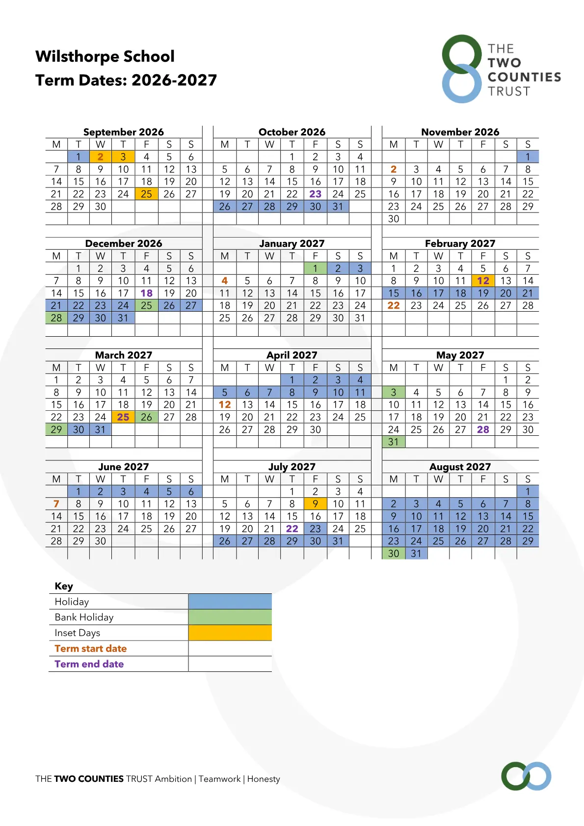Wilsthorpe School term dates
